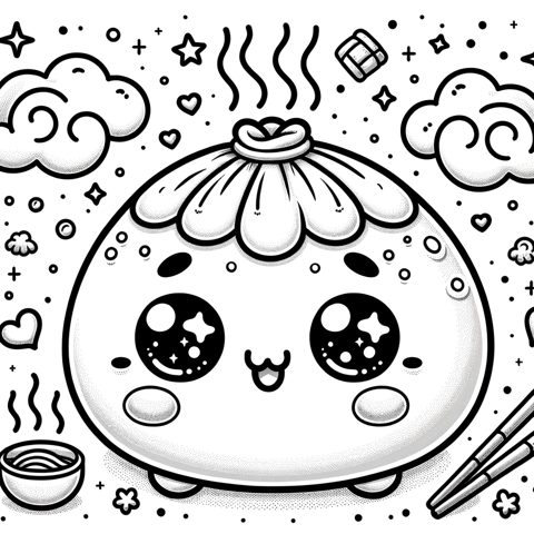 Squishy dumpling coloring page