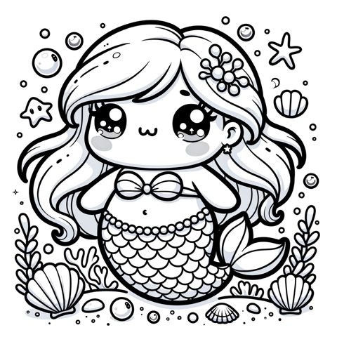 Squishy mermaid coloring page