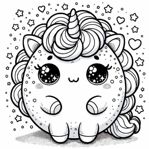 Squishy unicorn coloring page